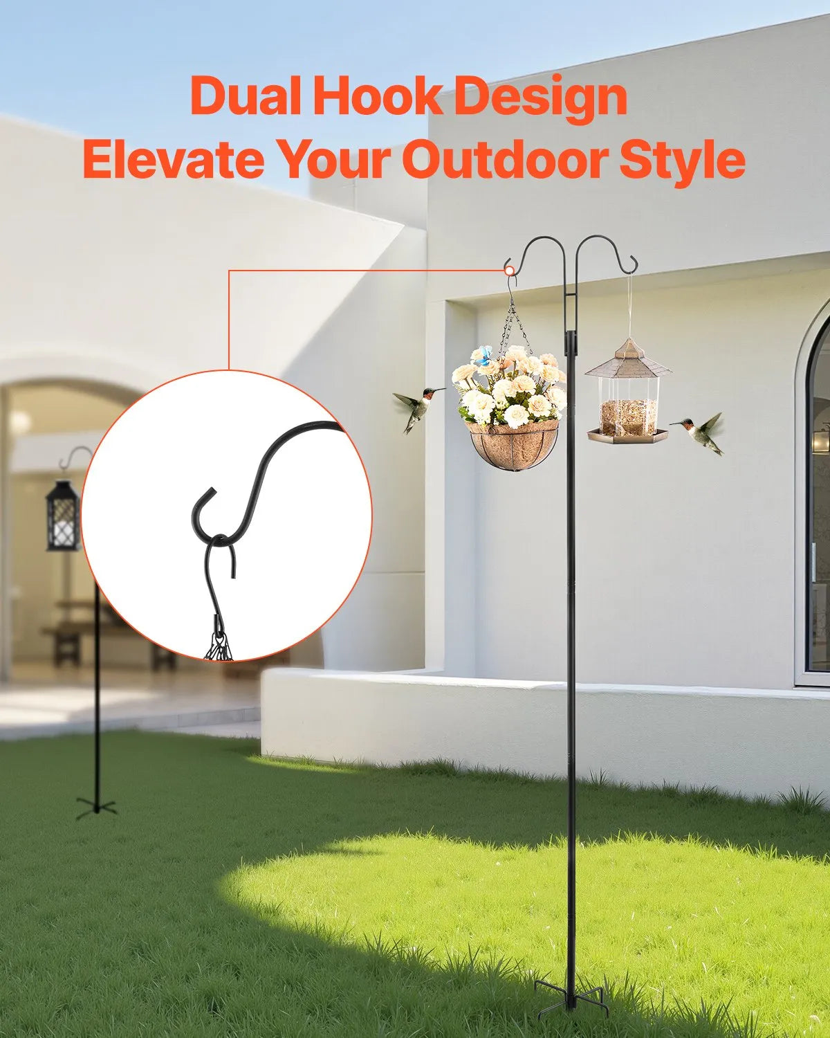 VEVOR Double Shepherds Hook 8 Pack 76 Inch Heavy Duty Bird Feeder Pole