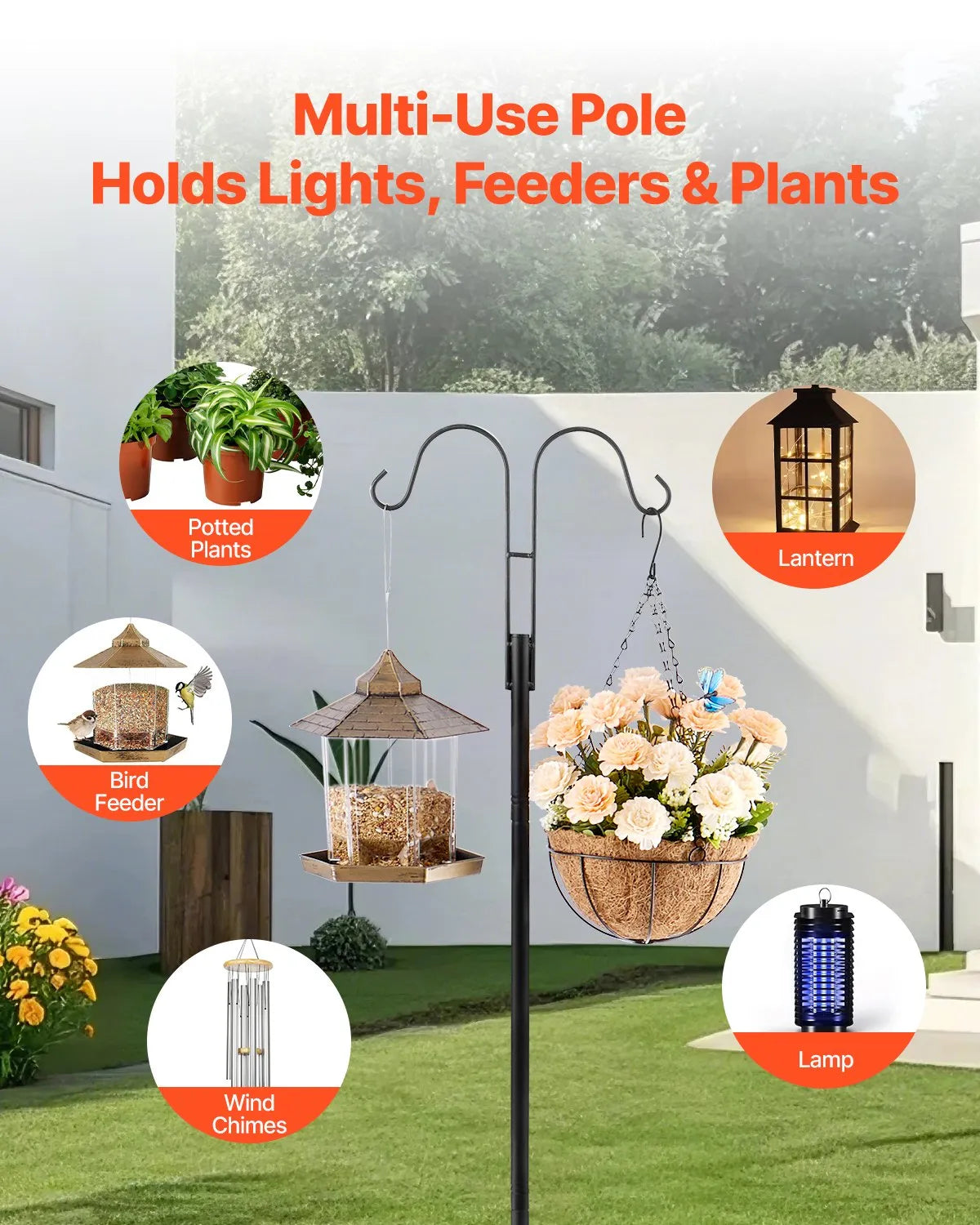 VEVOR Double Shepherds Hook 8 Pack 76 Inch Heavy Duty Bird Feeder Pole