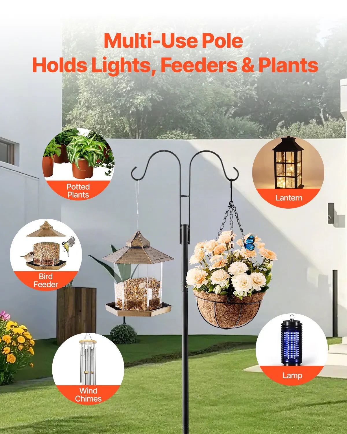 VEVOR Double Shepherds Hook 8 Pack 92 Inch Heavy Duty Bird Feeder Pole