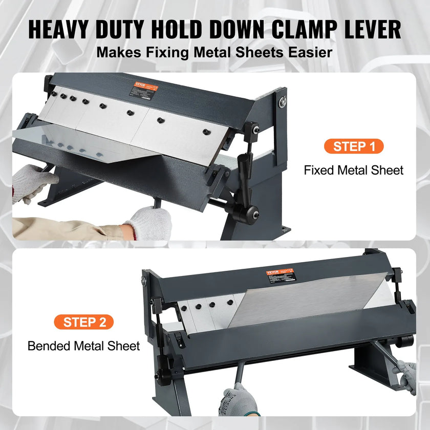 VEVOR Box and Pan Brake, 24-Inch, 0-130 Degrees Sheet Metal Bending Brake, Portable Metal Bender with 20 Gauge Low Carbon Steel 14 Gauge Aluminum Capacity, 5 Adjustable Fingers for Metal Bending
