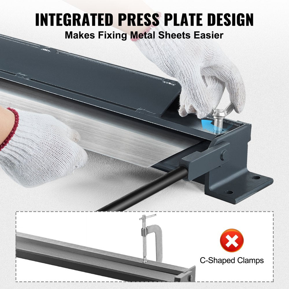VEVOR Box and Pan Brake, 36-Inch, 0-130 Degrees Sheet Metal Bending Brake, Portable Mini Metal Bender with 20 Gauge Low Carbon Steel 14 Gauge Aluminum Capacity Power Handle, for Metal Bending