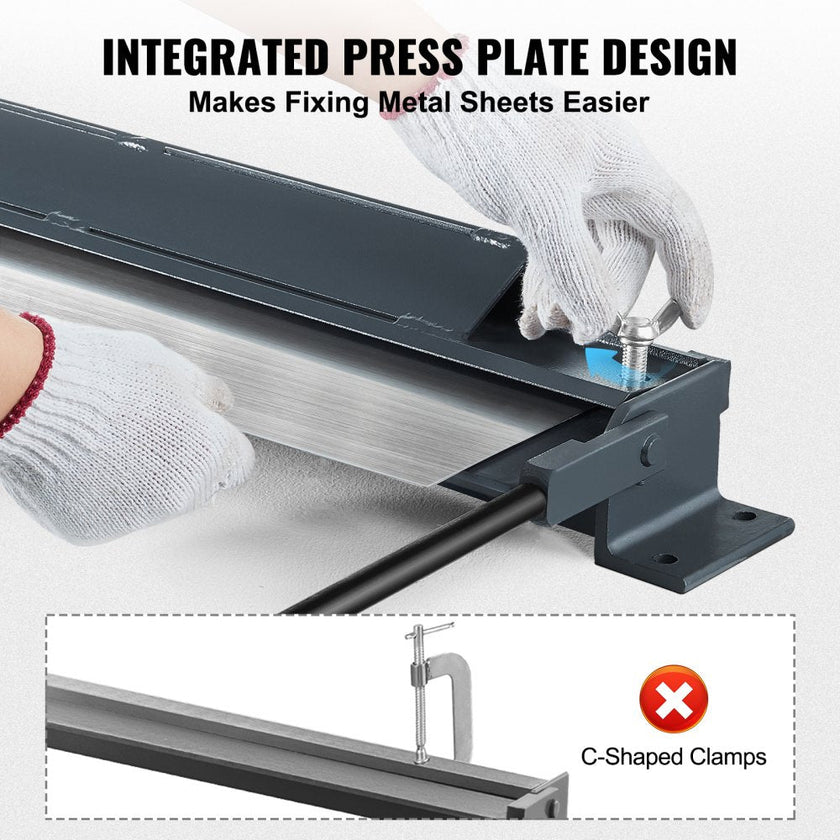 VEVOR Box and Pan Brake, 36-Inch, 0-130 Degrees Sheet Metal Bending Brake, Portable Mini Metal Bender with 20 Gauge Low Carbon Steel 14 Gauge Aluminum Capacity Power Handle, for Metal Bending