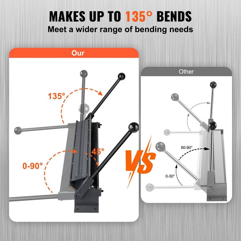 VEVOR Box and Pan Brake, 48-Inch, 0-130 Degrees Sheet Metal Bending Brake, Portable Mini Metal Bender with 20 Gauge Low Carbon Steel 14 Gauge Aluminum Capacity Power Handle, for Metal Bending