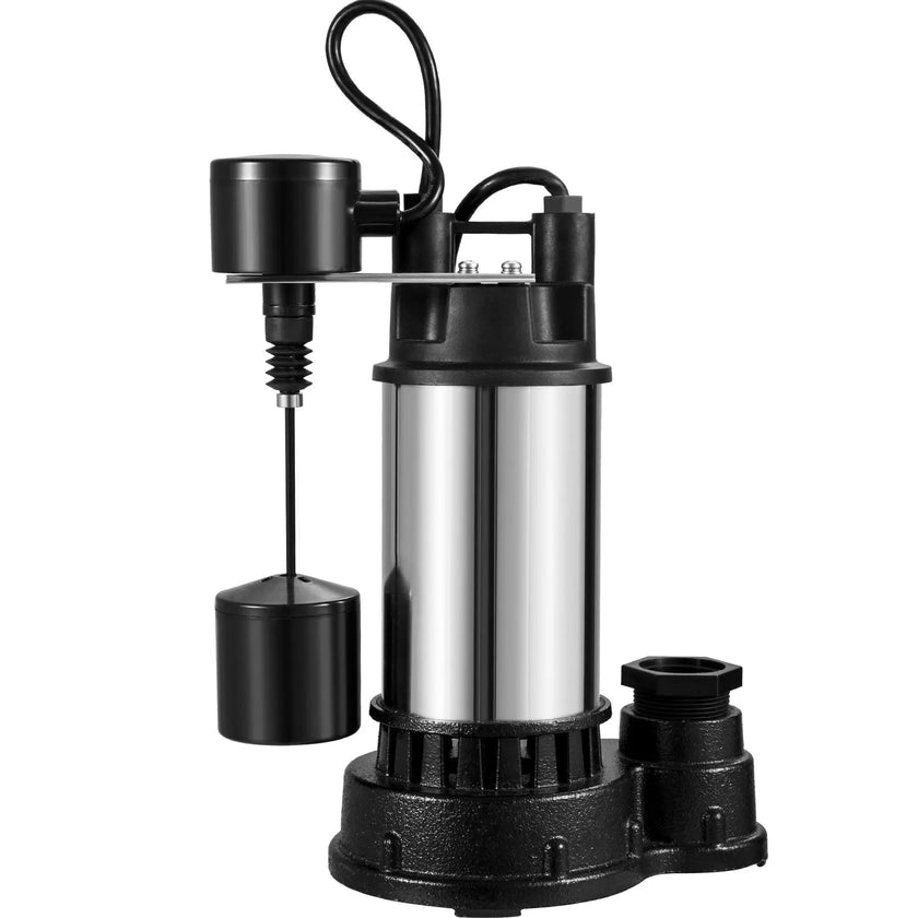 VEVOR Sump Pump, 1.5 HP 6000 GPH, Submersible Cast Iron and Stainless Steel Water Pump, 1-1/2