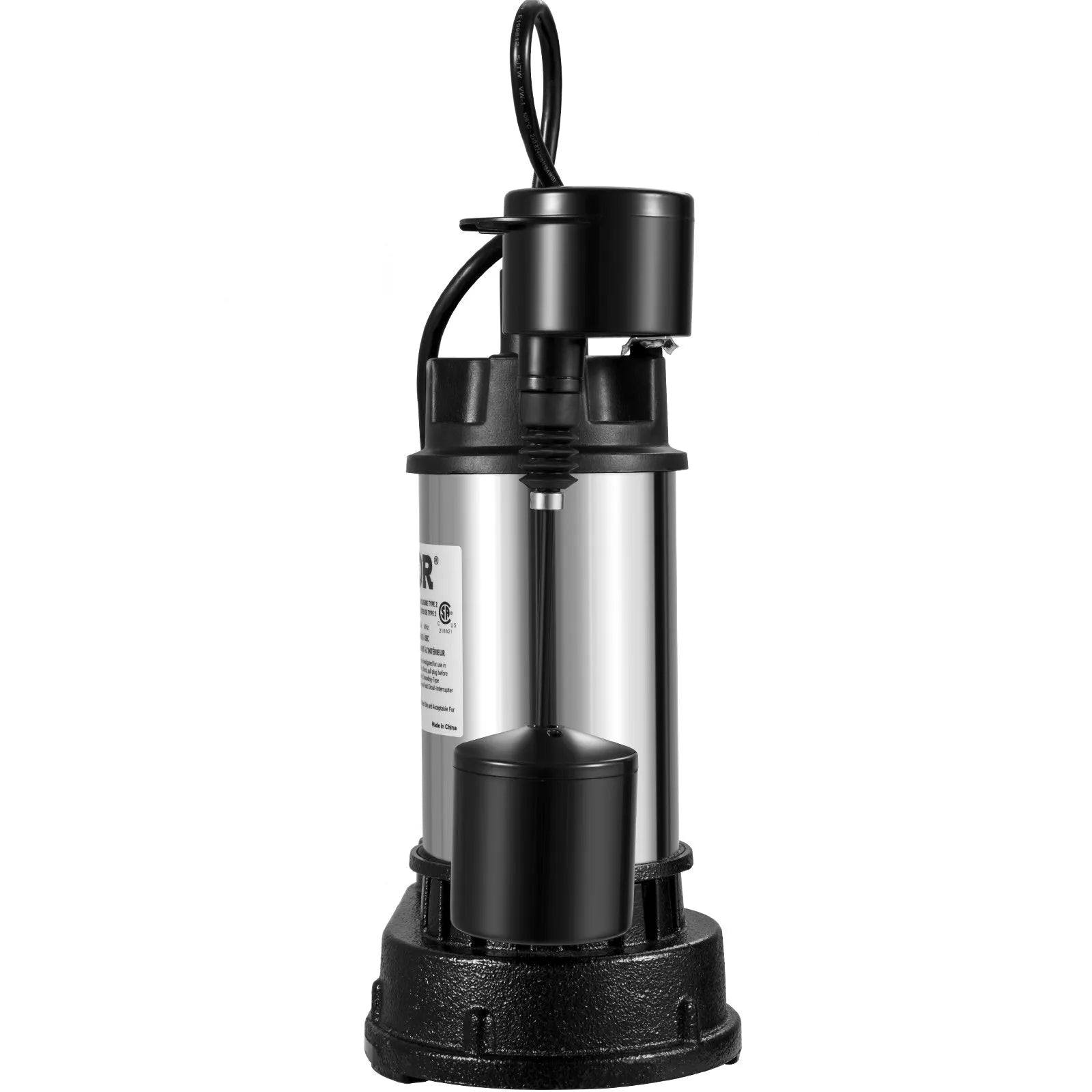 VEVOR Sump Pump, 1.5 HP 6000 GPH, Submersible Cast Iron and Stainless Steel Water Pump, 1-1/2