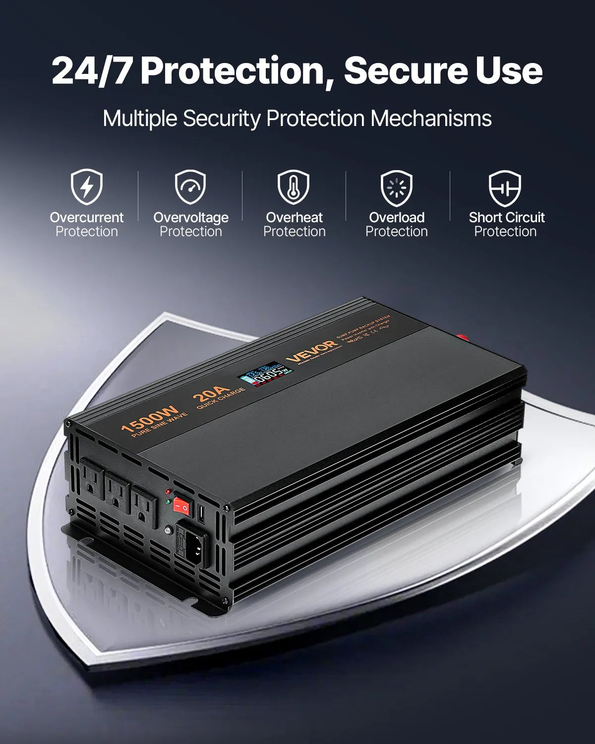VEVOR Sump Pump Battery Backup System 1500W Auto Switches to Battery Inverter