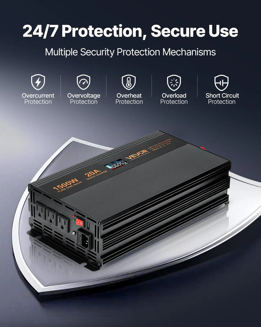 VEVOR Sump Pump Battery Backup System 1500W Auto Switches to Battery Inverter