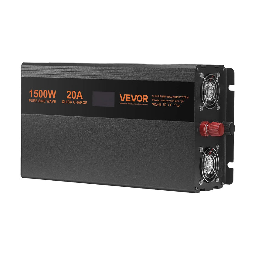 VEVOR Sump Pump Battery Backup System 1500W Auto Switches to Battery Inverter
