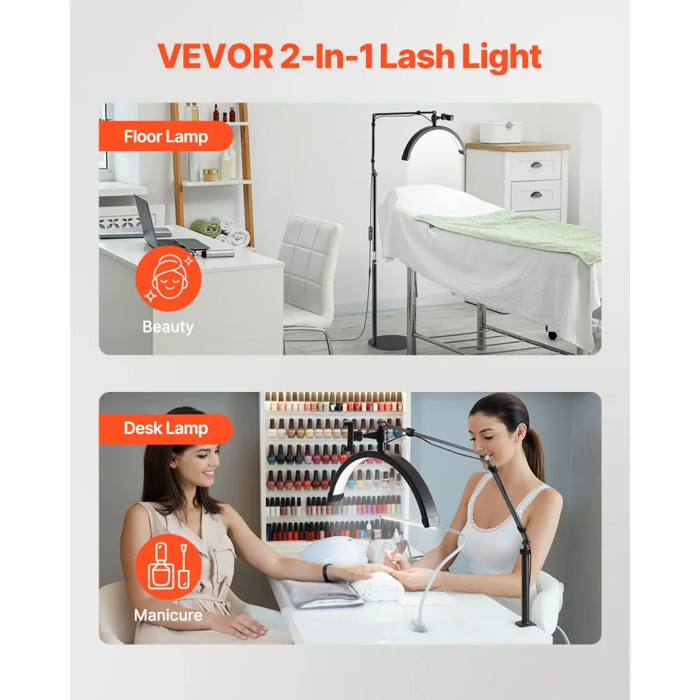 💡 2-in-1 Half Moon LED Lash Light – Floor & Desk Lamp (Model HD-M2X)