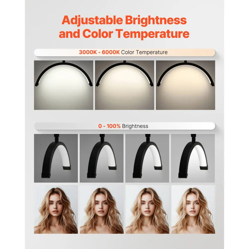 💡 2-in-1 Half Moon LED Lash Light – Floor & Desk Lamp (Model HD-M2X)