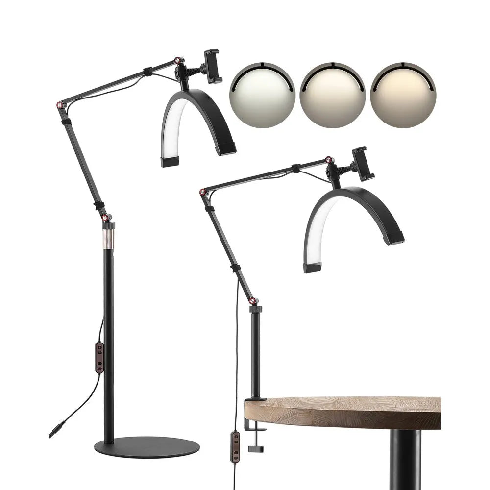 💡 2-in-1 Half Moon LED Lash Light – Floor & Desk Lamp (Model HD-M2X)