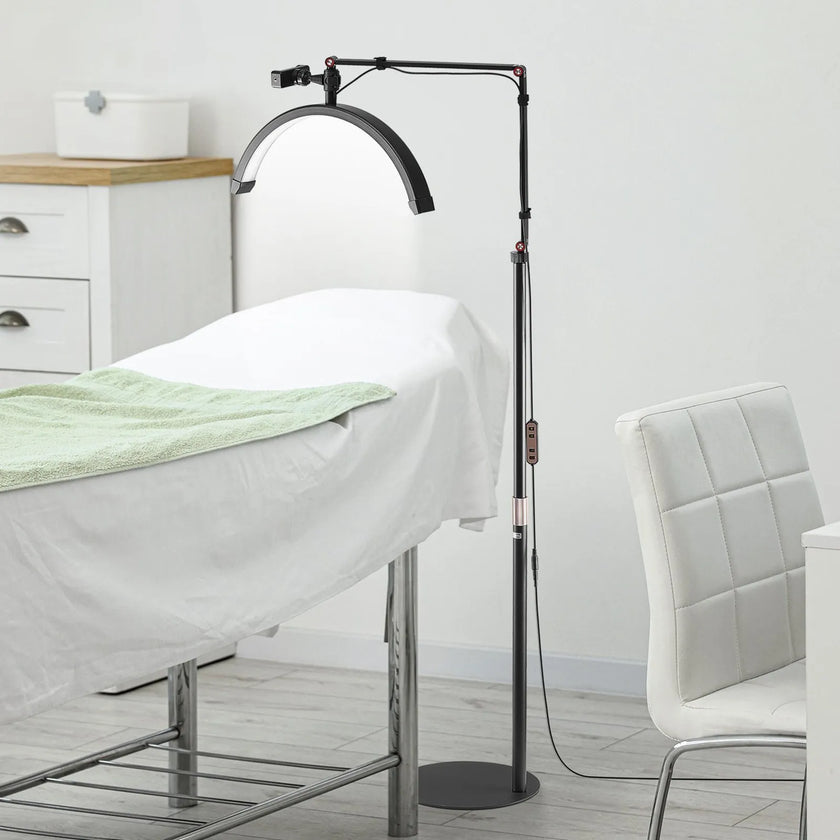 💡 2-in-1 Half Moon LED Lash Light – Floor & Desk Lamp (Model HD-M2X)