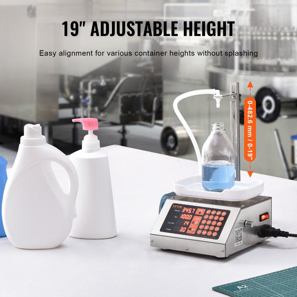 VEVOR Liquid Filling Machine, 5-300 g Weighing Capacity, Automatic Bottle Filler Machine, Bottling Machine Peristaltic Pump Digital Control for Milk, Water, Wine, Beverage, Soy Sauce (Single Nozzle)