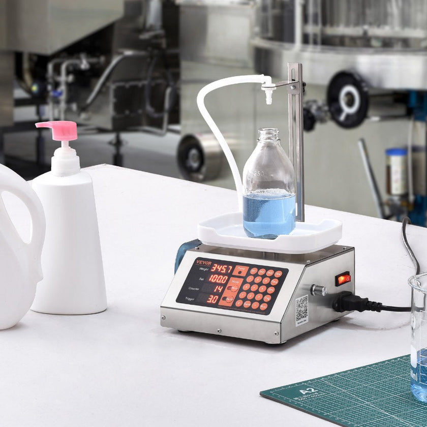 VEVOR Liquid Filling Machine, 5-300 g Weighing Capacity, Automatic Bottle Filler Machine, Bottling Machine Peristaltic Pump Digital Control for Milk, Water, Wine, Beverage, Soy Sauce (Single Nozzle)