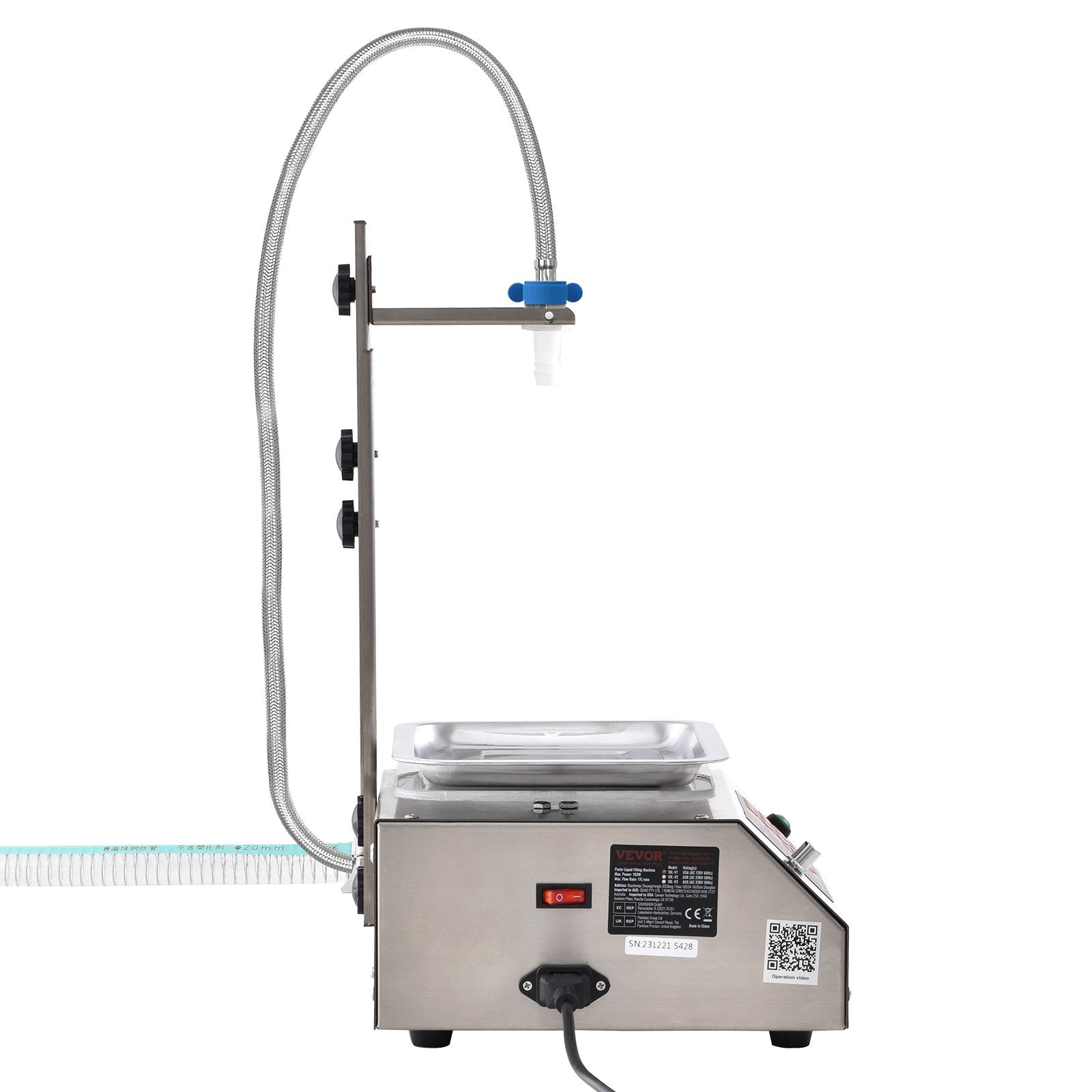 VEVOR Liquid Filling Machine, 30-15000 g Weighing Capacity, Automatic Bottle Filler Machine Bottling Machine Digital Control for Milk, Water, Oil, Wine, Beverage, Detergent, Shampoo (Single Nozzle)