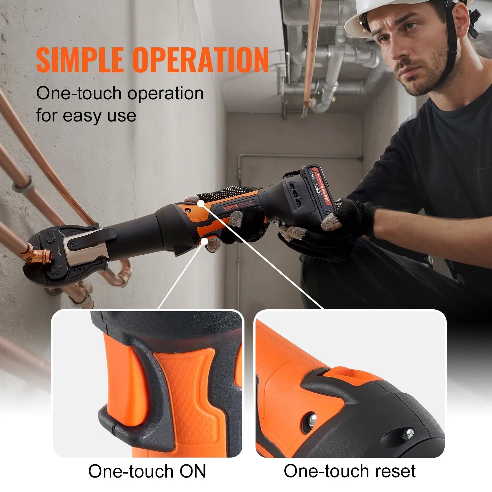 VEVOR Pro Press Tool Pipe Crimping Kit Press Tool Battery Kit 1/2