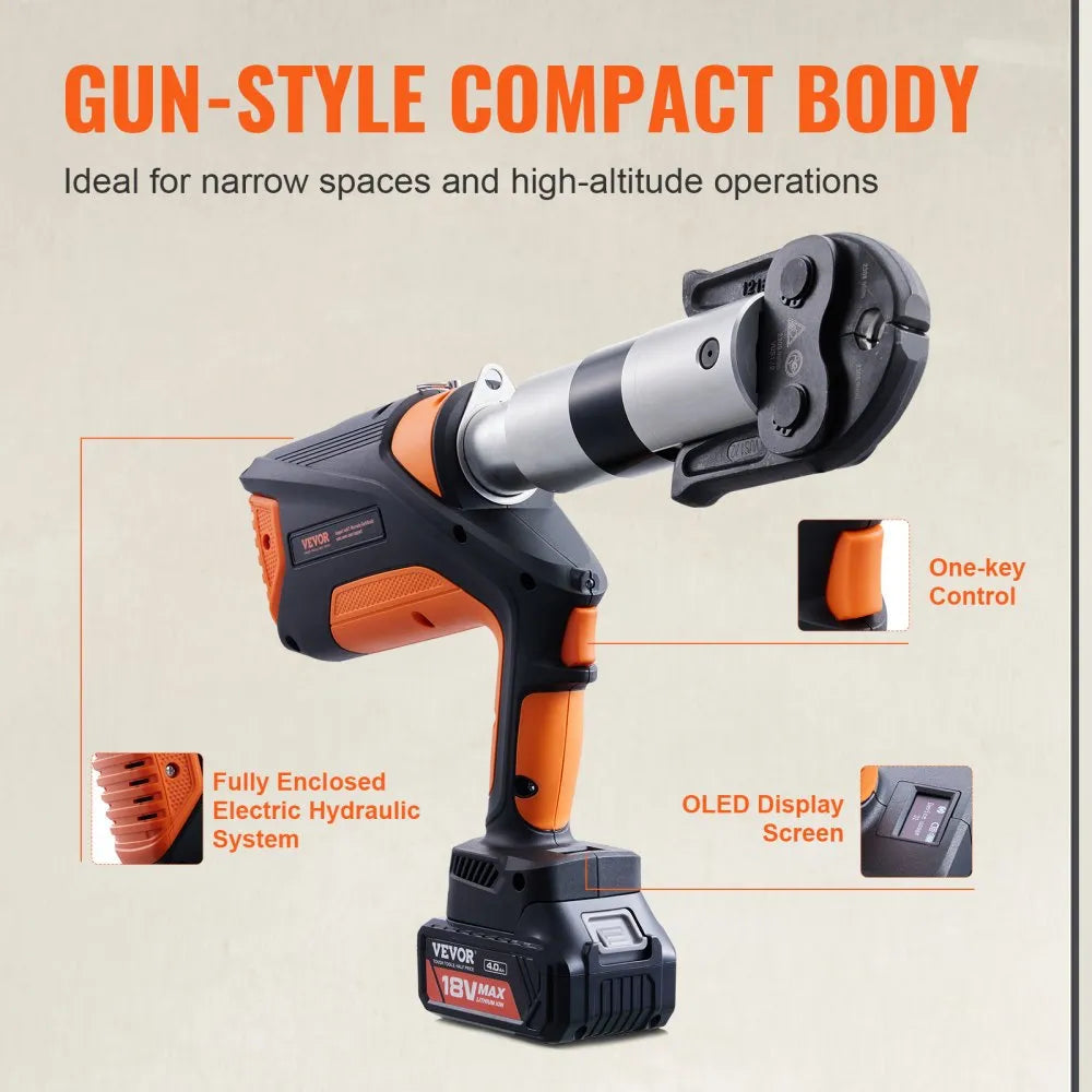 VEVOR Pro Press Tool, 18V Electric Pipe Crimping Tool for 1/2