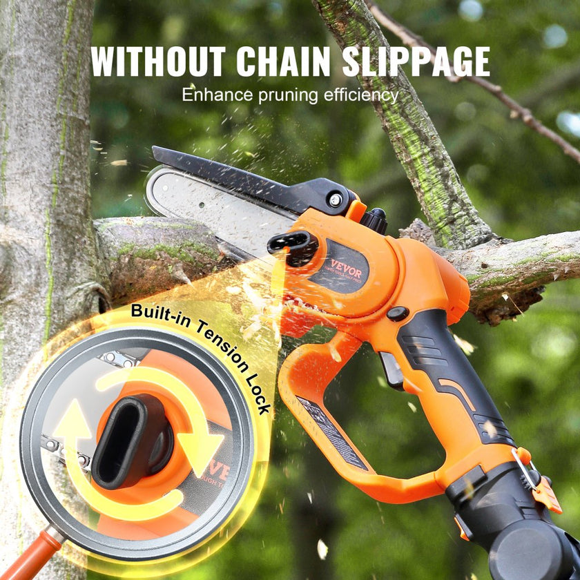 VEVOR 2-in-1 Cordless Pole Saw & Mini Chainsaw, 20V 4Ah Battery Pole Chainsaw, 5