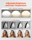 Half Moon Light for Esthetician 23inch Dimmable LED Floor Lamp Lash Light Arched