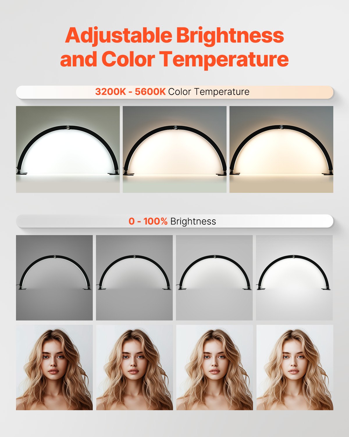 Nail Desk Light 40 W Half Moon Desk Lamp with Phone Holder Adjustable Brightness