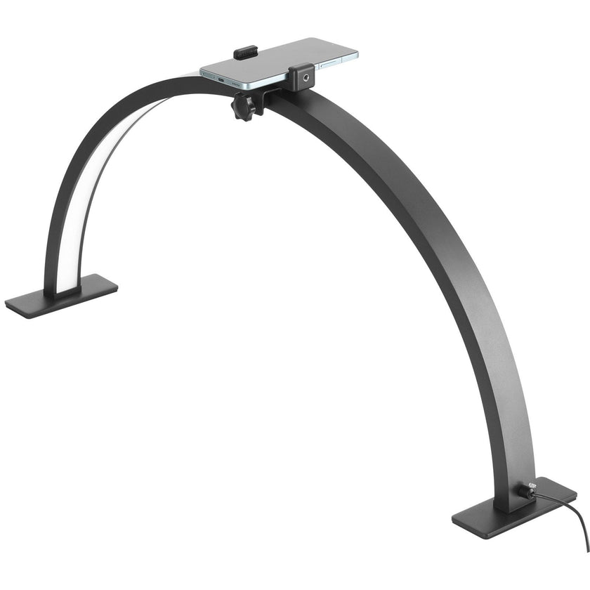 Nail Desk Light 30 W Half Moon Desk Lamp with Phone Holder Adjustable Brightness