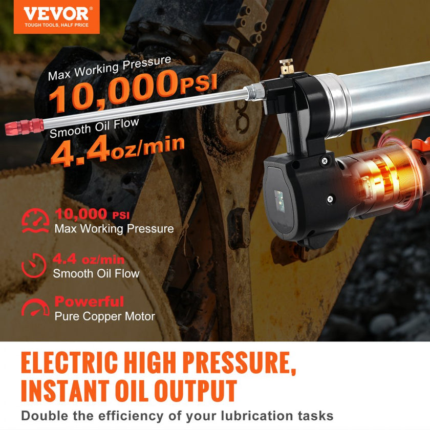 VEVOR Cordless Grease Gun, 20-Volt, 10,000 PSI, 39