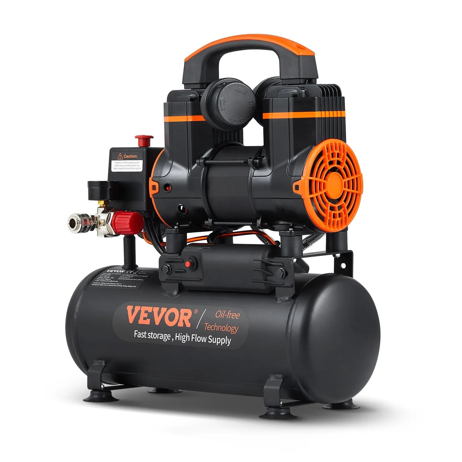 VEVOR Air Compressor 2.1 Gallon 900W 2.2 CFM@ 90PSI Oil Free with Max. 116PSI Pressure
