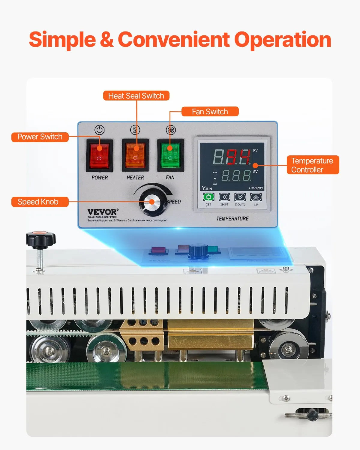 VEVOR Continuous Bag Band Sealing Machine Horizontal Band Sealer Stainless Steel
