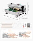 VEVOR Continuous Bag Band Sealing Machine Horizontal Band Sealer Stainless Steel
