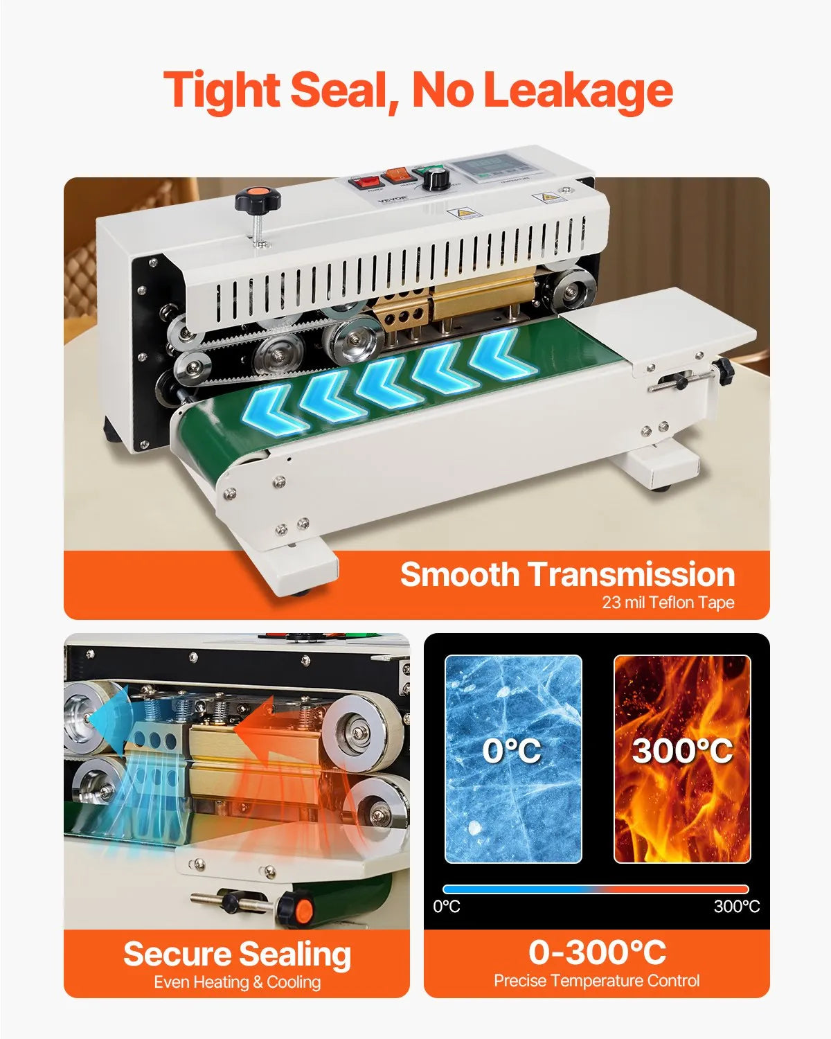 VEVOR Continuous Bag Band Sealing Machine Horizontal Band Sealer Carbon Steel
