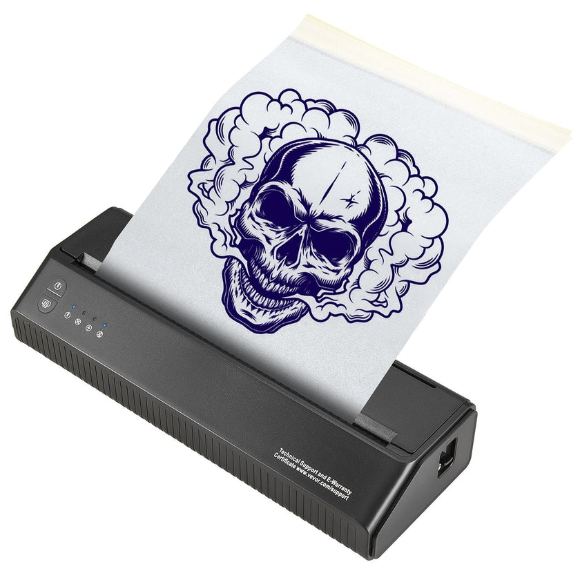 VEVOR Tattoo Transfer Stencil Printer, Wireless Bluetooth Tattoo Stencil Printer Machine with 10Pcs Transfer Paper and Cloth Bag, Portable Tattoo Printer for Android and iOS Phone, iPad and PC