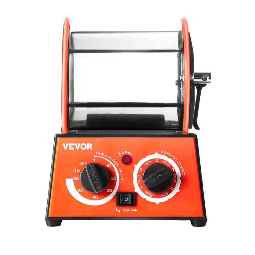 VEVOR Jewelry Polisher Tumbler, 6.6lbs/3kg Capacity Mini Rotary Tumbler Machine with 0-60 Minutes Timer, 5 Speeds Jewelry Rotary Finisher for Surface Polishing Grinding Buffing Gemstones Jewels Coins