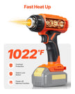 VEVOR Cordless Heat Gun Hot Air Gun with LCD Display Multi-Level Temp & 4 Nozzle