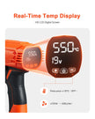 VEVOR Cordless Heat Gun Hot Air Gun with LCD Display Multi-Level Temp & 4 Nozzle