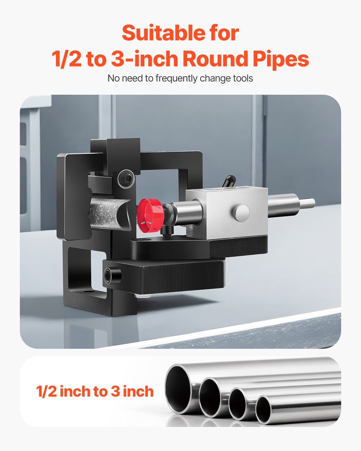 VEVOR Pipe Notcher 1/2 to 3-inch Tubing Notcher with 0 - 50° Adjustable Angle