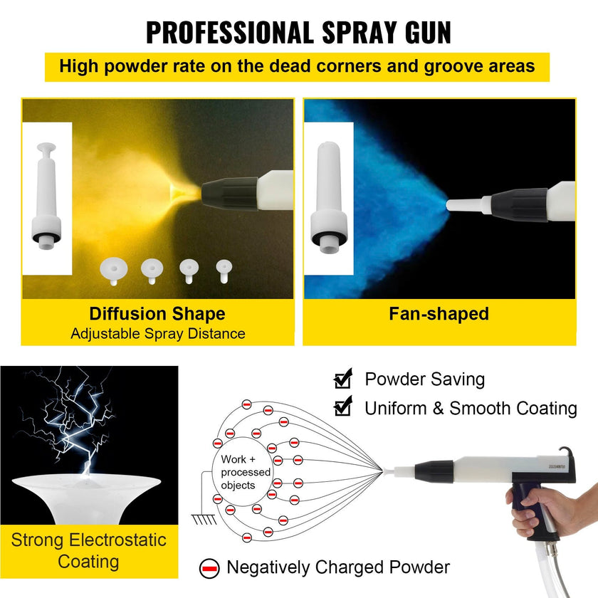 VEVOR Powder Coating Machine 50W 45L Capacity Electrostatic Powder Coating Machine Spraying Gun Paint 450g per Min WX-958 Powder Coating System