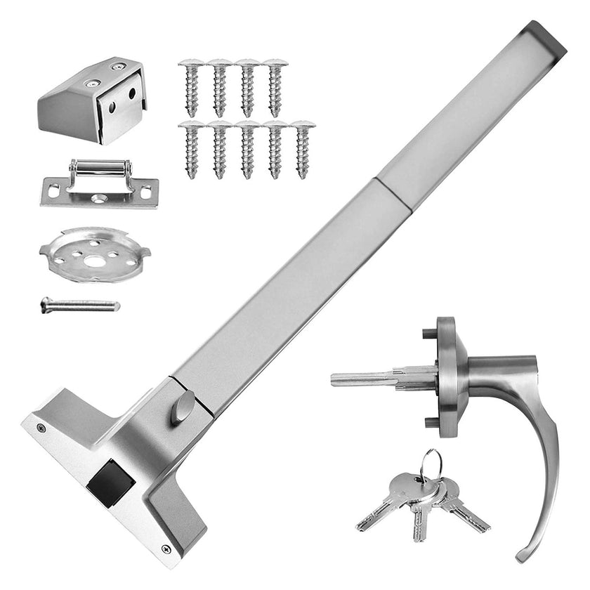 Door Push Bar Panic Exit Device W/ Exterior Lever Commercial Emergency Exit Bar
