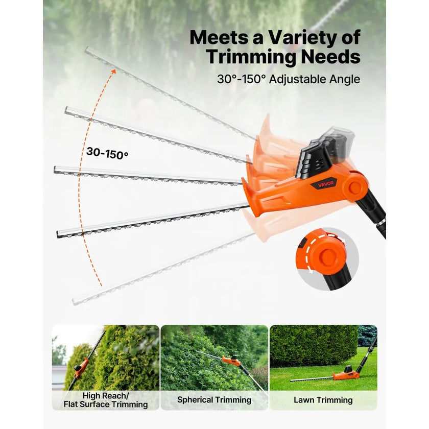 Cordless Pole Hedge Trimmer, 20V Electric Telescoping Hedge Trimmer Kit with 18