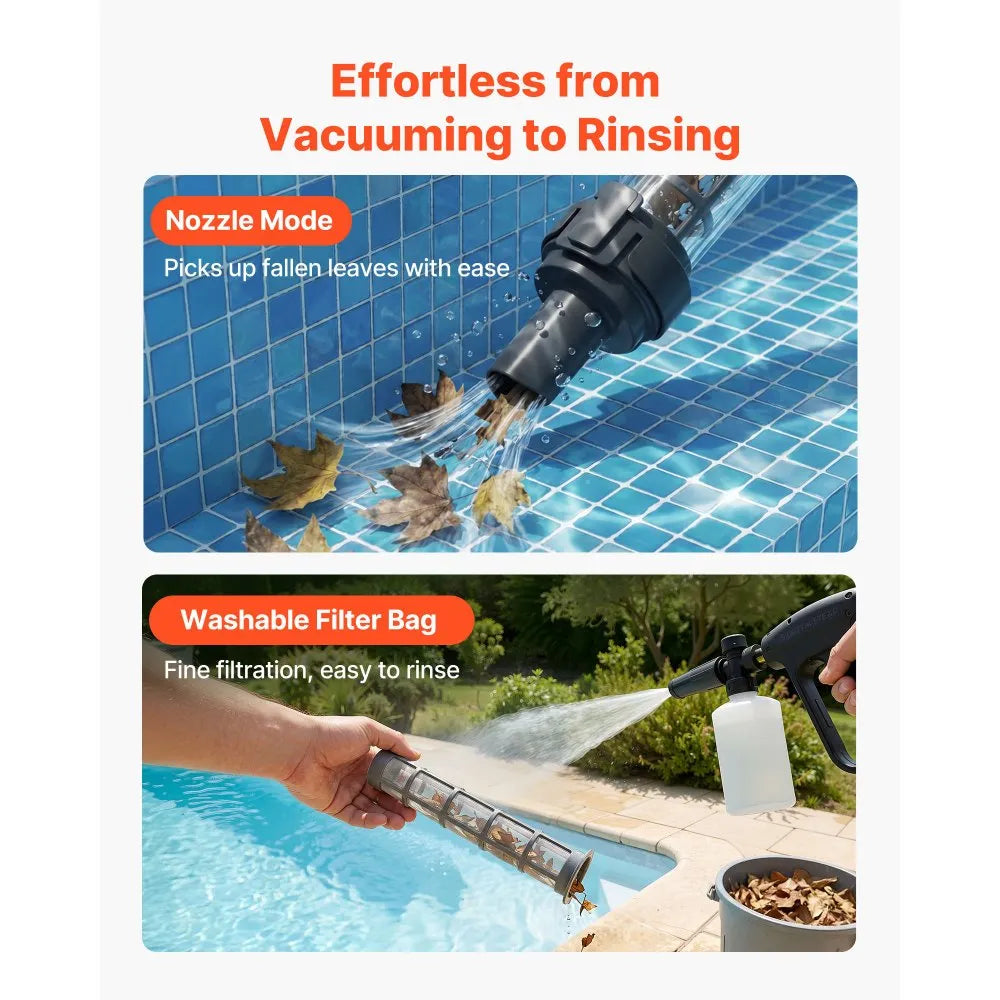 Handheld Cordless Pool & Spa Vacuum – 8.5 GPM, Rechargeable, with Extension Poles & Brush Heads