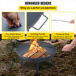 VEVOR Fire Pit Bowl, 34-Inch Deep Round Carbon Steel Fire Bowl, Wood Burning for Outdoor Patios, Backyards & Camping Uses, Portable Handles and A Firewood Stick, Black