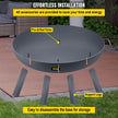 VEVOR Fire Pit Bowl, 34-Inch Deep Round Carbon Steel Fire Bowl, Wood Burning for Outdoor Patios, Backyards & Camping Uses, Portable Handles and A Firewood Stick, Black