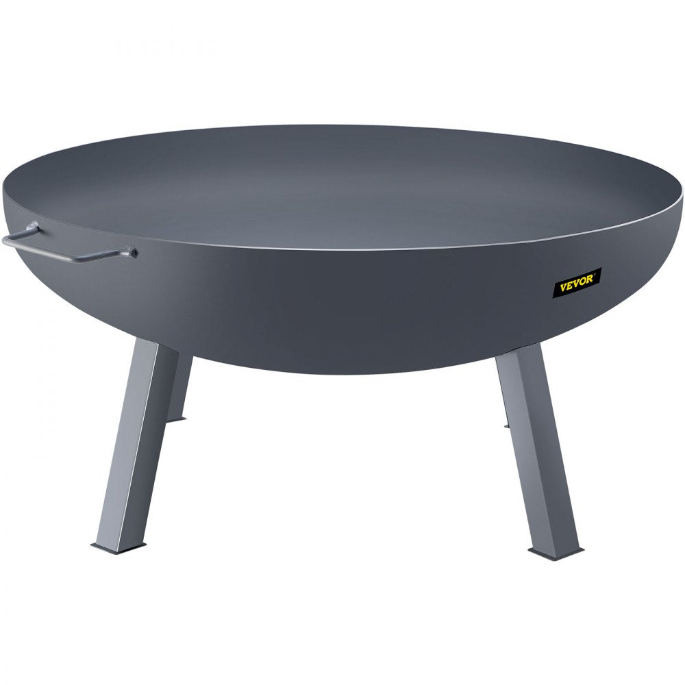 VEVOR Fire Pit Bowl, 34-Inch Deep Round Carbon Steel Fire Bowl, Wood Burning for Outdoor Patios, Backyards & Camping Uses, Portable Handles and A Firewood Stick, Black