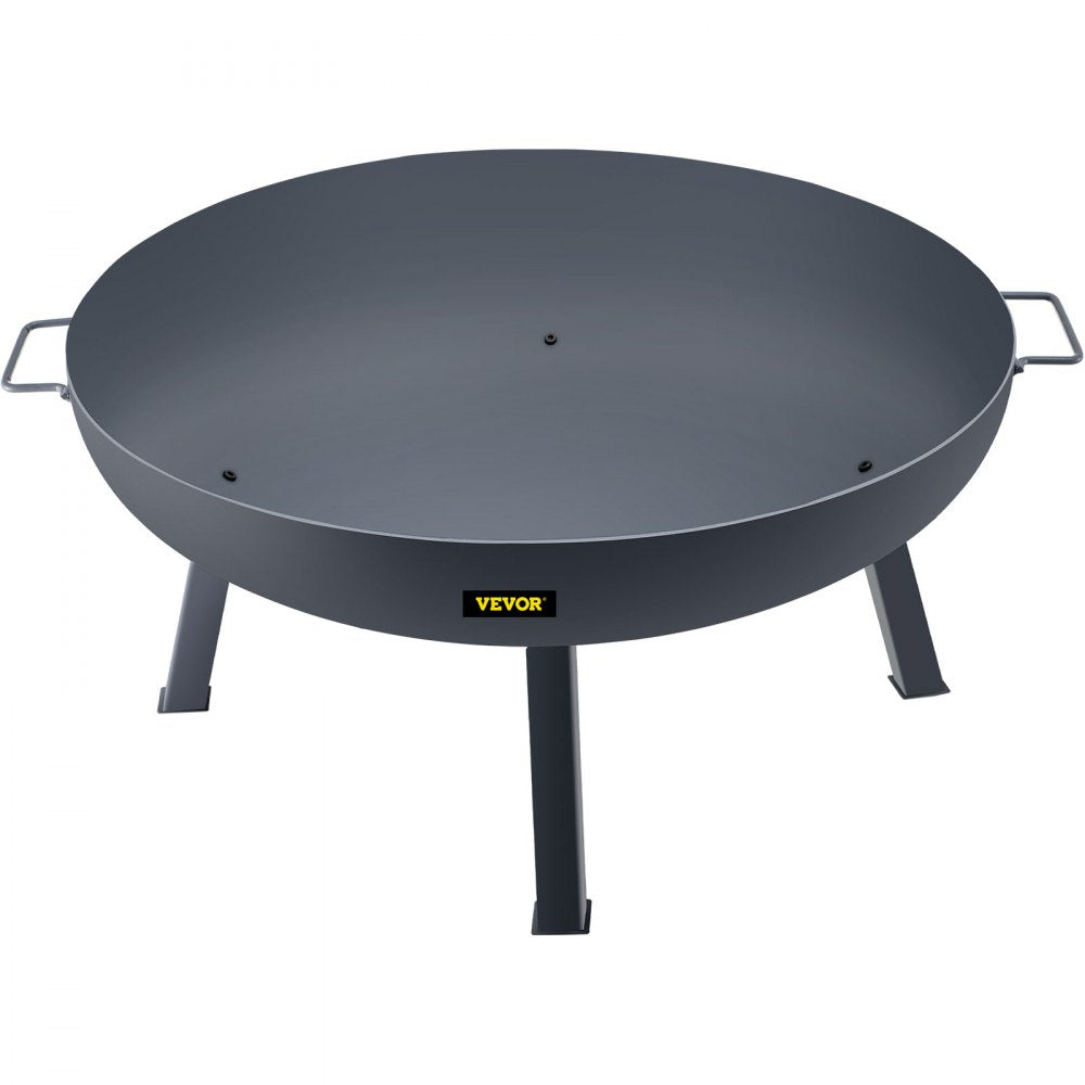 VEVOR Fire Pit Bowl, 34-Inch Deep Round Carbon Steel Fire Bowl, Wood Burning for Outdoor Patios, Backyards & Camping Uses, Portable Handles and A Firewood Stick, Black