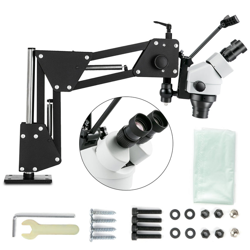 VEVOR Micro Inlaid Mirror Multi-Directional Microscope with Spring Bracket 7X-45X Multi-Directional Micro-Setting Microscope Microscope Gem Diamond Setting Machine with Stand Jewelry Tools