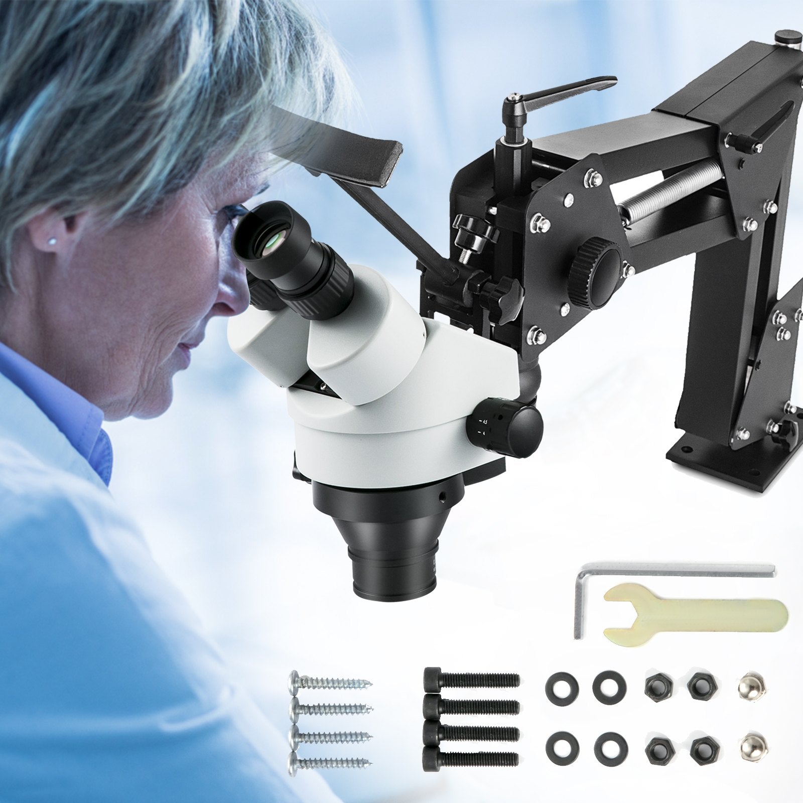 VEVOR Micro Inlaid Mirror Multi-Directional Microscope with Spring Bracket 7X-45X Multi-Directional Micro-Setting Microscope Microscope Gem Diamond Setting Machine with Stand Jewelry Tools