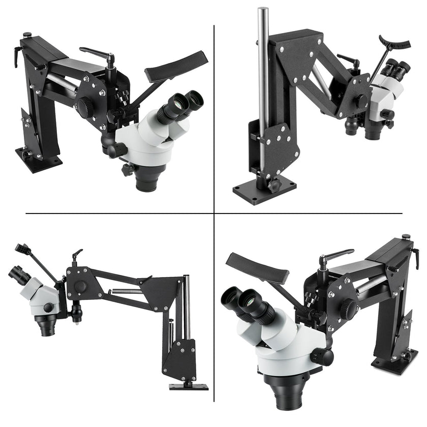 VEVOR Micro Inlaid Mirror Multi-Directional Microscope with Spring Bracket 7X-45X Multi-Directional Micro-Setting Microscope Microscope Gem Diamond Setting Machine with Stand Jewelry Tools