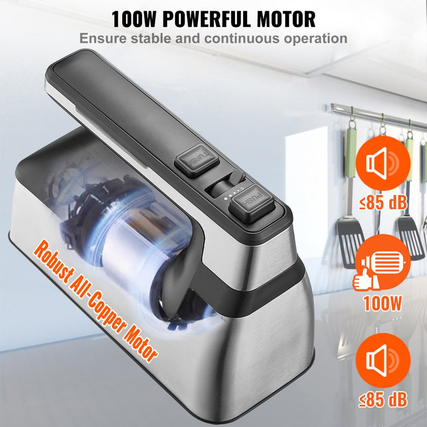 VEVOR Cordless Electric Hand Mixer, 250W, Continuously Variable Electric Handheld Mixer, with Turbo Boost Beaters Dough Hooks Storage Bag, Baking Supplies for Whipping Mixing Egg Cookie Cake Cream