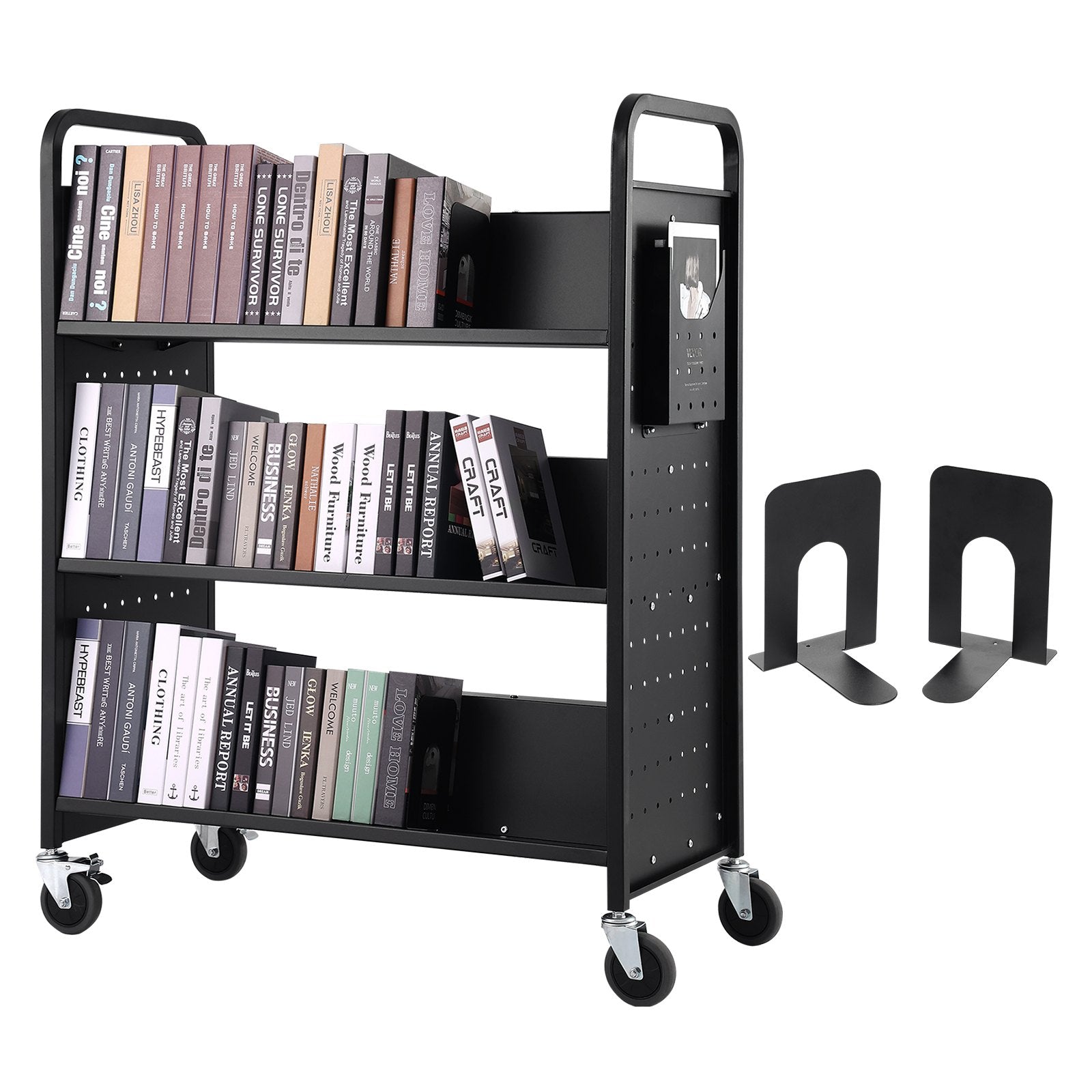 VEVOR Book Cart, 330 lbs Library Cart, 39.4