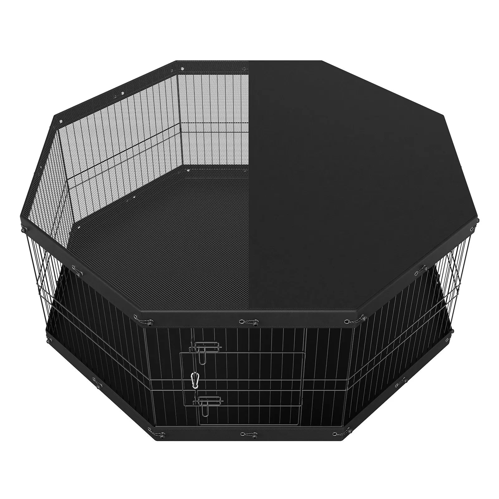 VEVOR Dog Playpen, 8 Panels Foldable Metal Dog Exercise Pen with Top Cover and Bottom Pad, 24