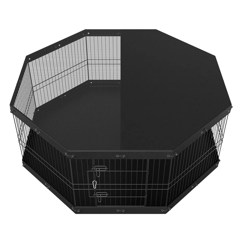 VEVOR Dog Playpen, 8 Panels Foldable Metal Dog Exercise Pen with Top Cover and Bottom Pad, 24
